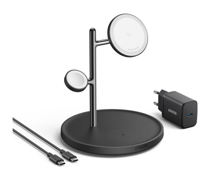 Ładowarka i akumulator ANKER MagGo 3w1 Stand 15W Qi2 czarna B25M3311
